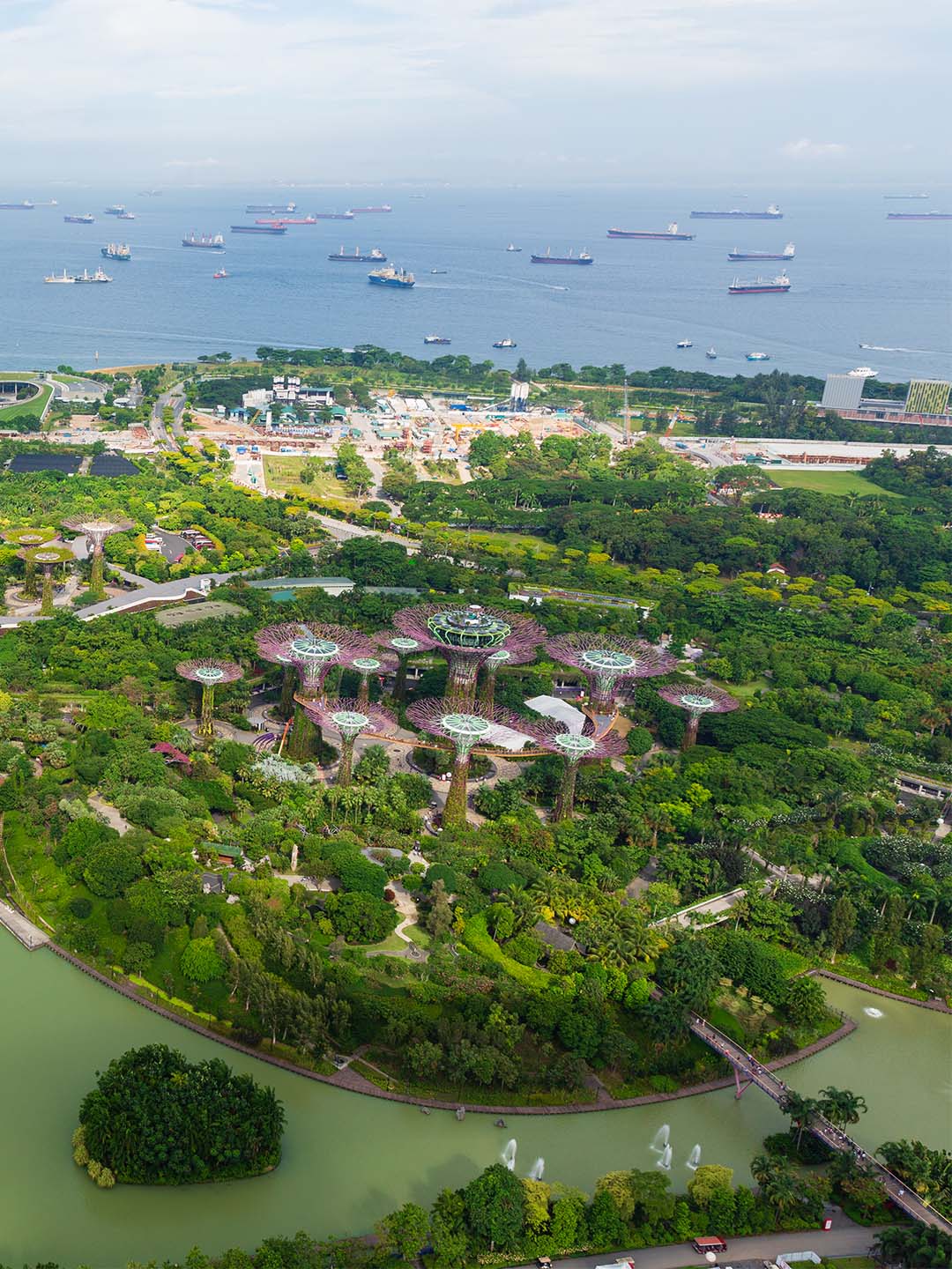 從濱海灣金沙頂樓俯瞰新加坡濱海灣花園的擎天樹