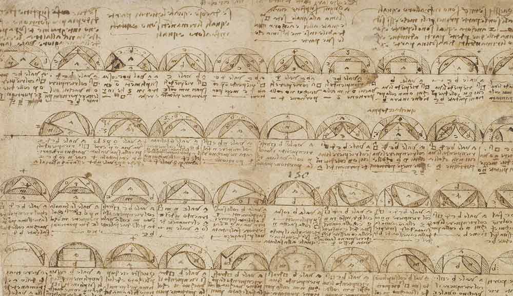 177 圓形和半圓形的等價性，約創作於 1515 年—F.455 右頁