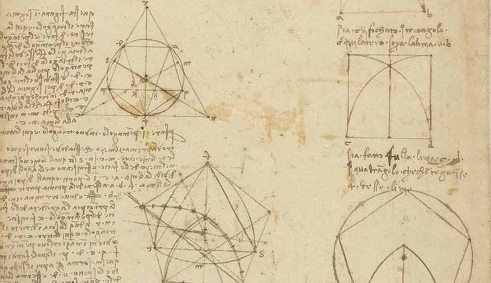 平面幾何圖形，約創作於 1490 年—達文西《大西洋手稿》(Codex Atlanticus) F.923 右頁