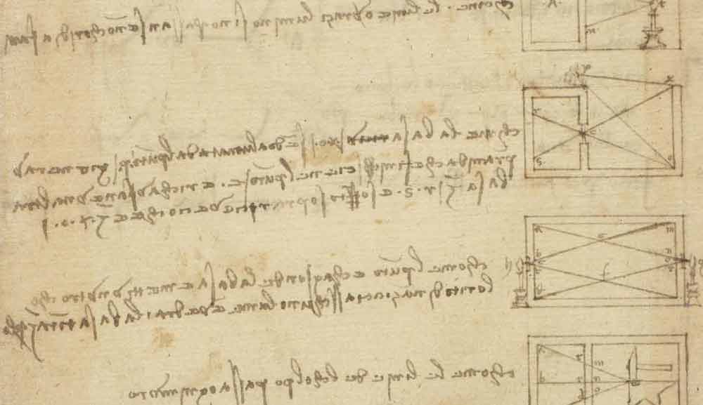 光和聲波的光學與聲學類比，約創作於 1467 年—達文西《大西洋手稿》(Codex Atlanticus) 90 F.347 右頁