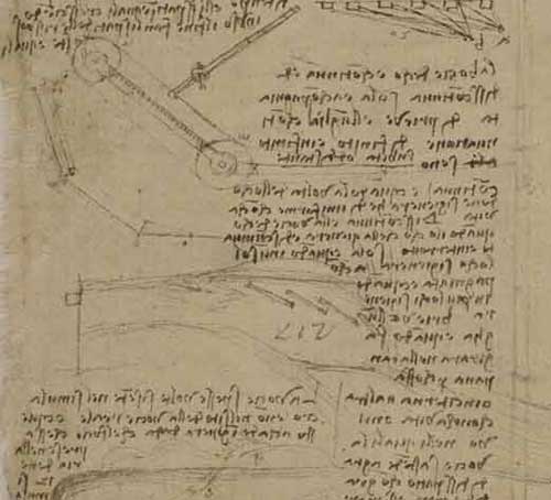 描述回聲，約創作於 1507 年—達文西《大西洋手稿》(Codex Atlanticus) F.211 左頁