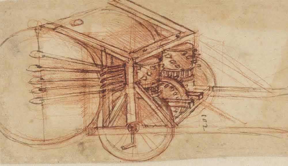 機械鼓，約創作於 1503 年—達文西《大西洋手稿》(Codex Atlanticus) 05 F.837 右頁