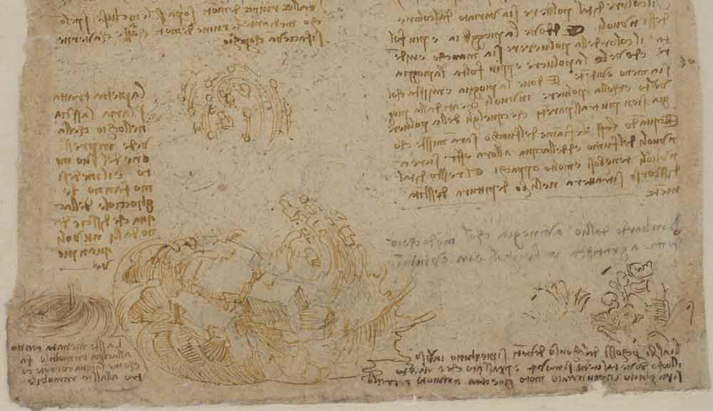 洪水畫，創作於 1516 年—達文西《大西洋手稿》(Codex Atlanticus) 17 F.215 右頁