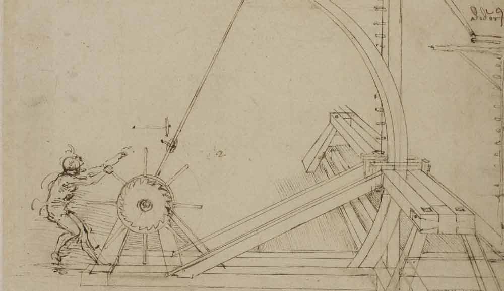 發射器，約創作於 1485 年—達文西《大西洋手稿》(Codex Atlanticus) 92 F.141 右頁