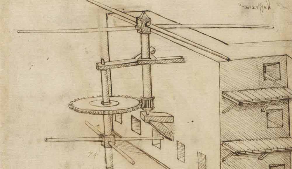 旋轉刀片，約創作於 1478 年—達文西《大西洋手稿》(Codex Atlanticus) 80 F.89 右頁